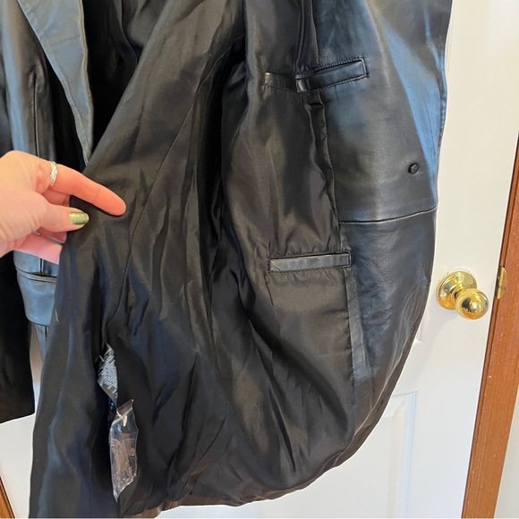 ASOS Design NWT Geuine Black Leather Trench Jacket - Picture 11 of 15